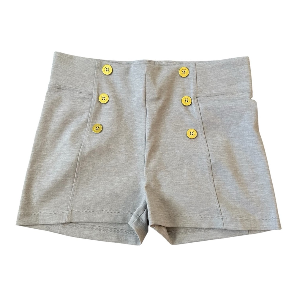 NWOT Zenana Outfitters Light Gray Mini Shorts with Gold  Buttons Size Large Y2K